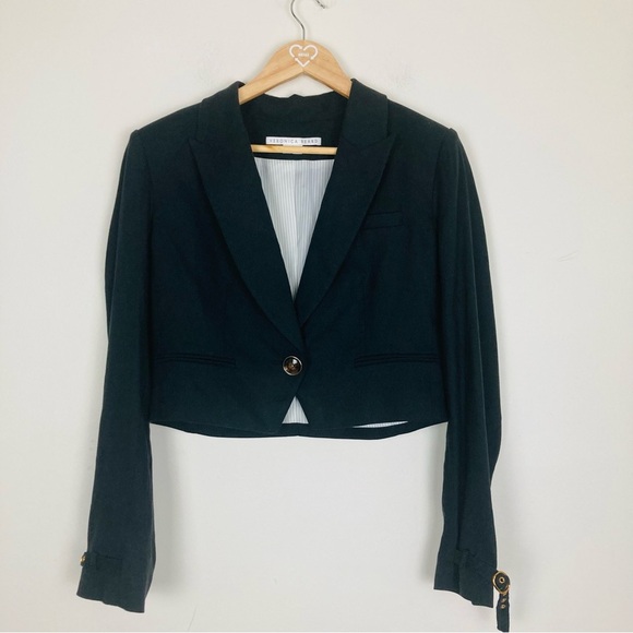 Veronica Beard “Girard” cropped one button linen tailored jacket in black. 6 - Picture 8 of 13
